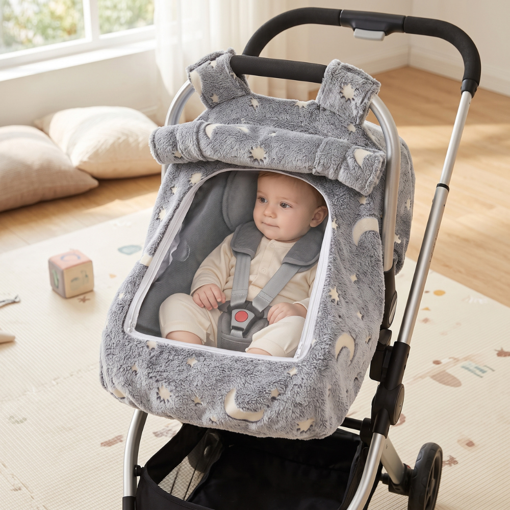Momi Toys Winter Car Seat Cover, Glow Stars Carrier Canopy