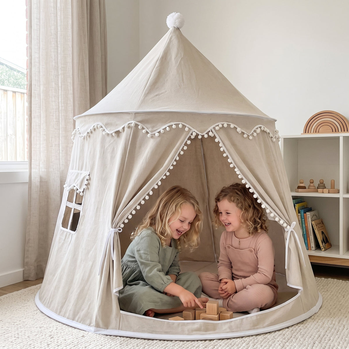 Momi Toys Canvas Play Tent, Kids Teepee Tent Playhouse