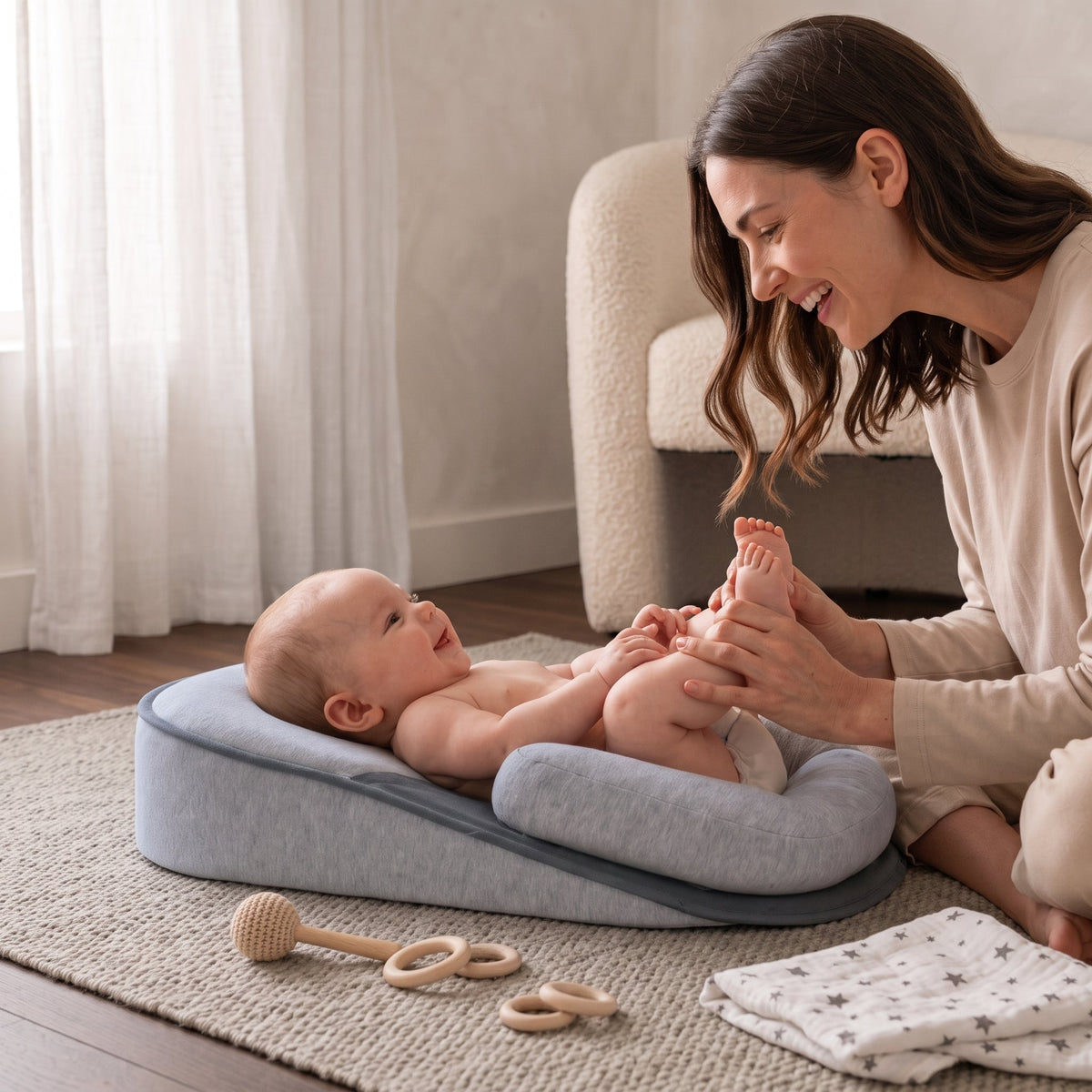 Momi Toys Cotton Baby Lounger, Soft Baby Nest Infant Lounger