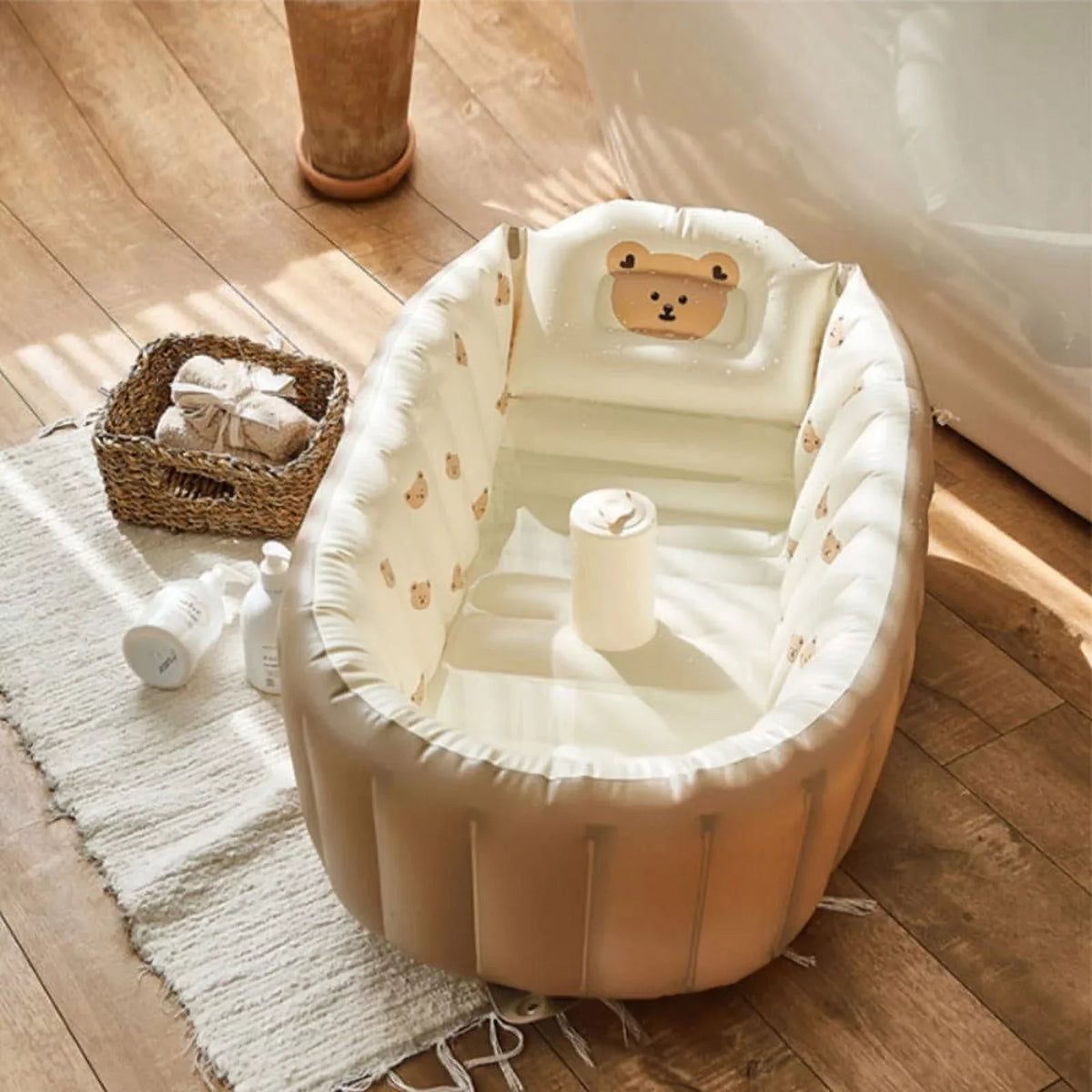 Momi Toys Inflatable Baby Bath Tub, Portable Soft Sided Bathtub