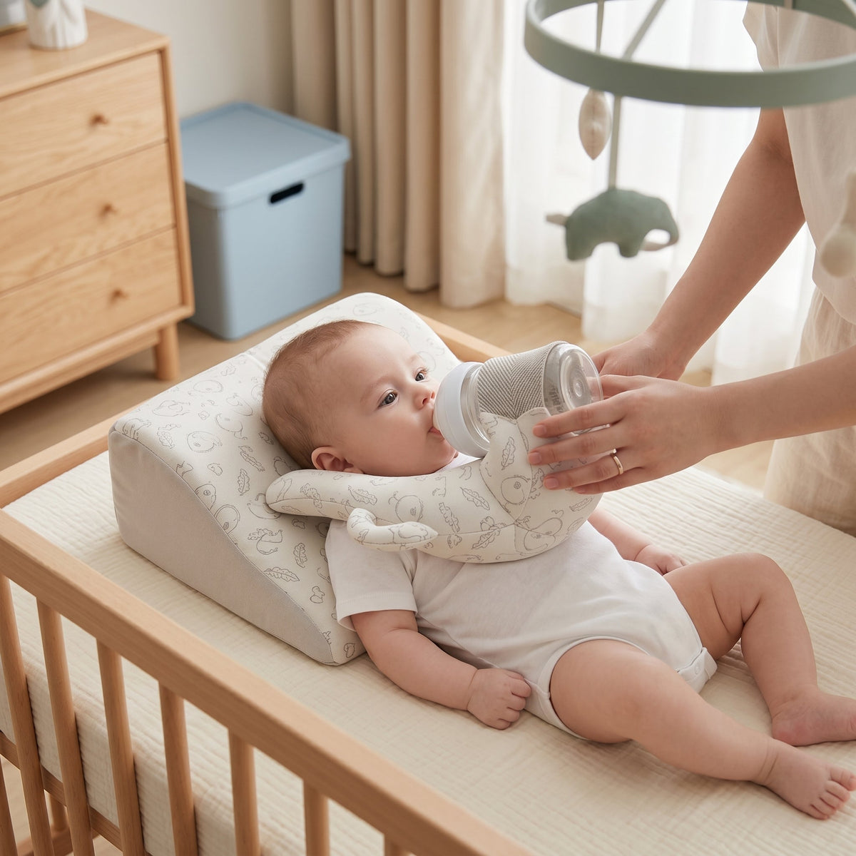 Momi Toys Baby Bottle Holder, Hands Free Feeding Pillow