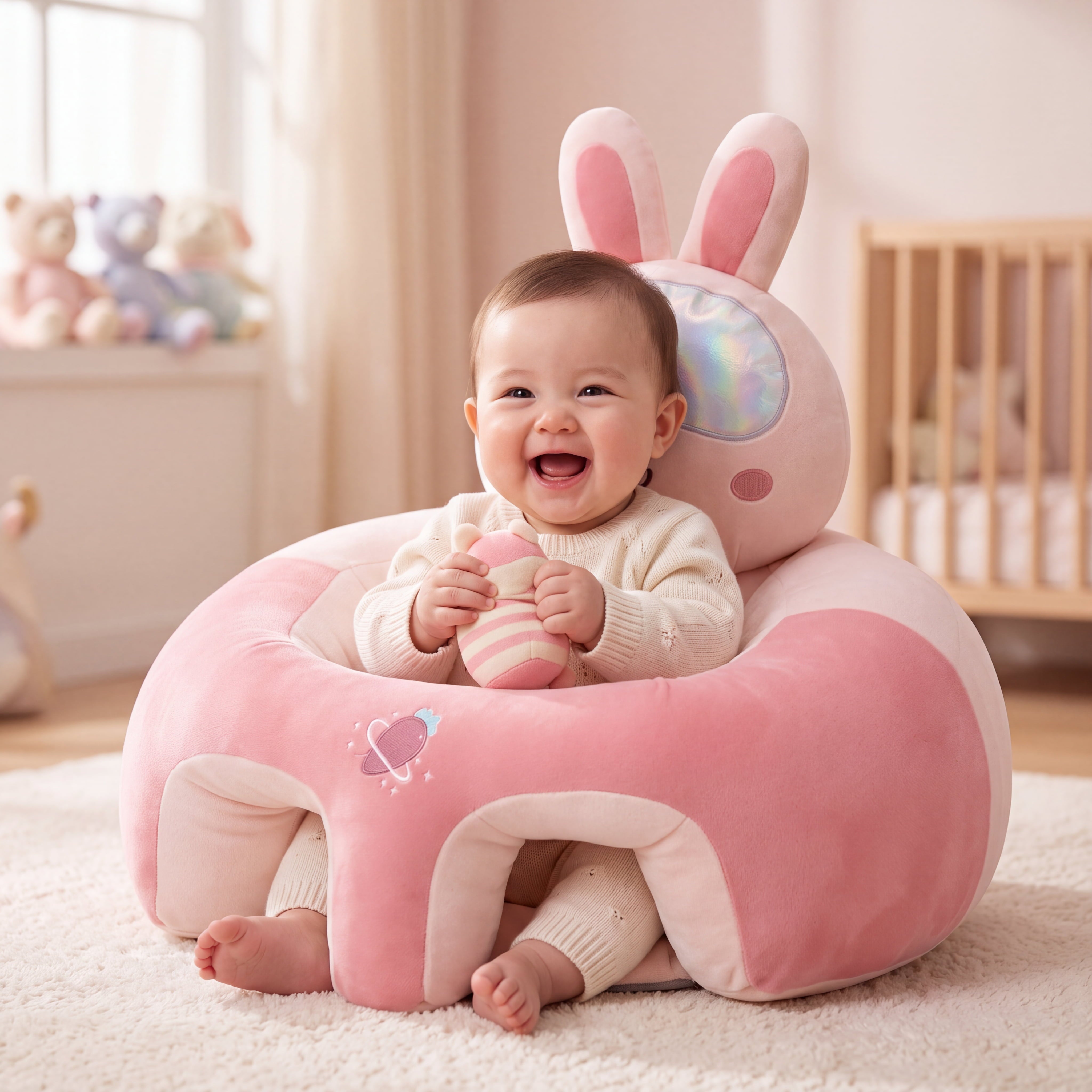 Baby Sitting Support Seat — Soft Plush Floor Seat for Learning to Sit