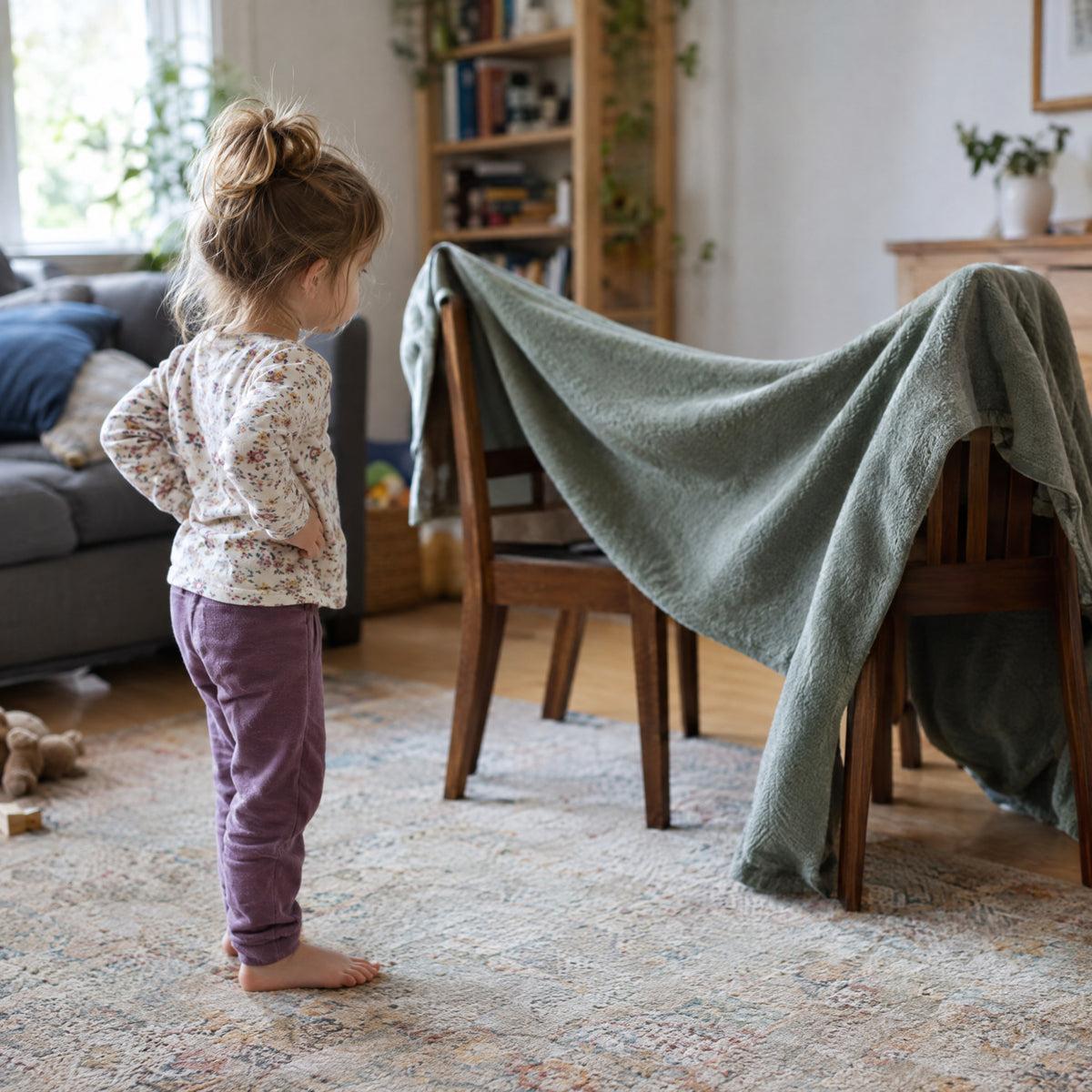 Canvas Play Tent, before: Blanket fort