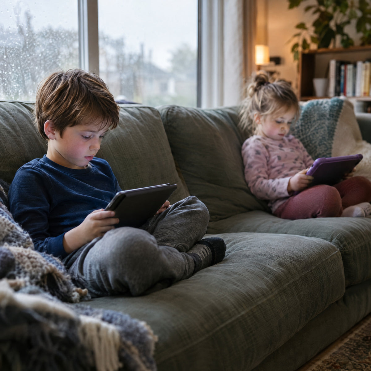 Remote Control Snake Toy for Kids, before: Tablets on the sofa