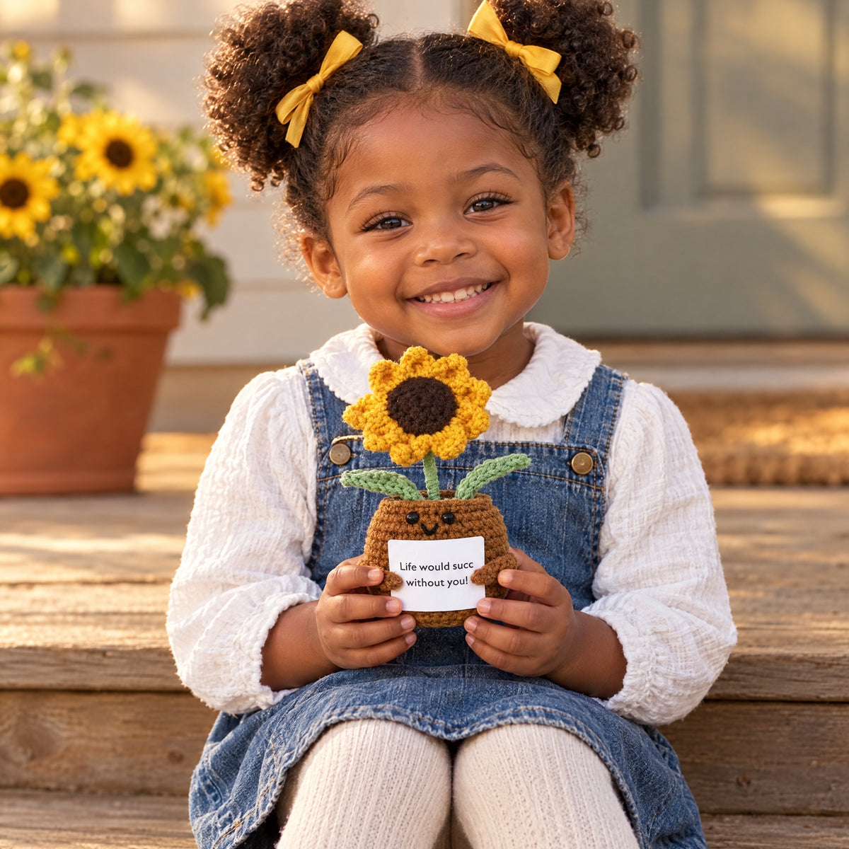 Child playing with the Momi Toys snuggly pals sunflower lifestyle photo